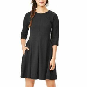 GAP Gorgeous Ponte Fit-and-Flare Dress with Pockets Classic Black Size 8